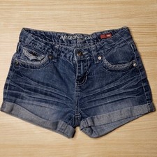 Arizona Girls Denim Sparkle Rolled Cuff Short Shorts 12