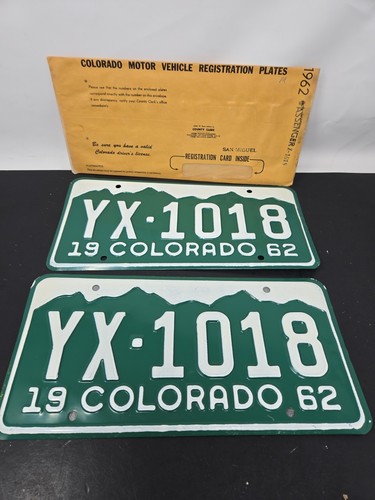 1962 Colorado License Plate PAIR Nice!