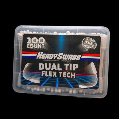 Heady Swabs Dual Tip Flex Tech 200 Ct Cotton Cleaning Swabs Quartz Glass Cleaner