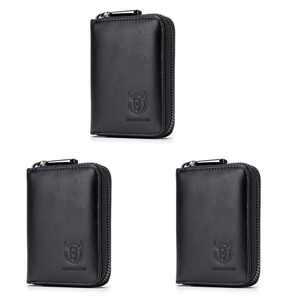 3X Leder Herren GeldböRse Karten Paket ReißVerschluss Karten Etui Inhaber 6072-image