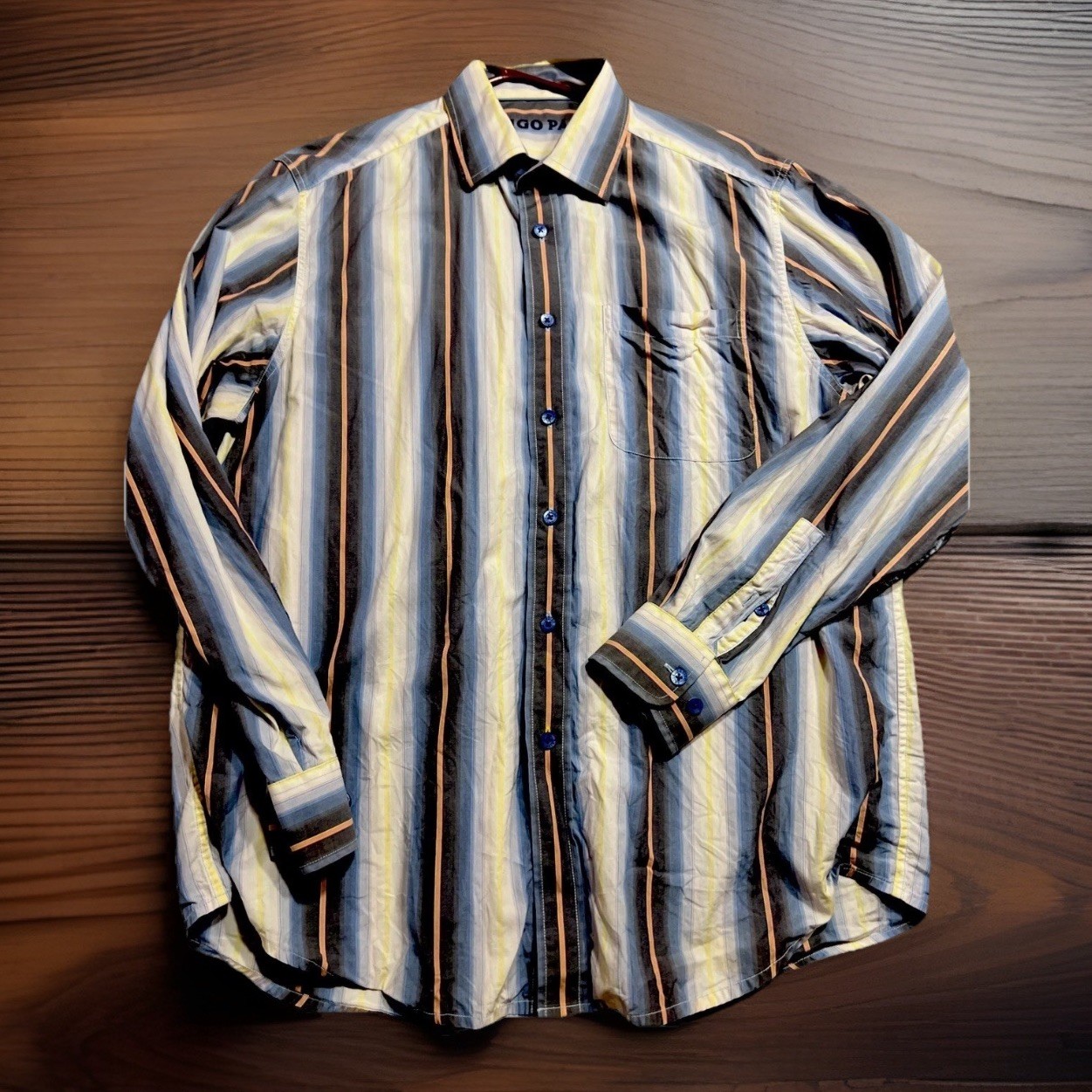 Mens XL Tommy Bahama Indigo Palms Striped Button Up Long Sleeve Shirt NNT