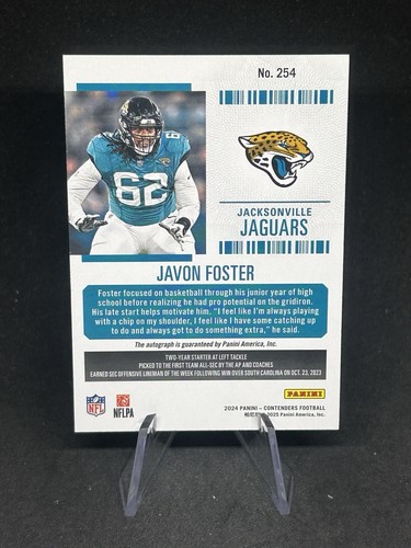 2024 Panini Contenders Javon Foster AUTO Rookie Biglietto RC Rookie #254 Jaguars - Foto 2 di 2