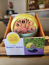 Sun Squad Mini Bubble Maker w/ 2 fl oz Solution, Battery Operated, Uses 3 AA