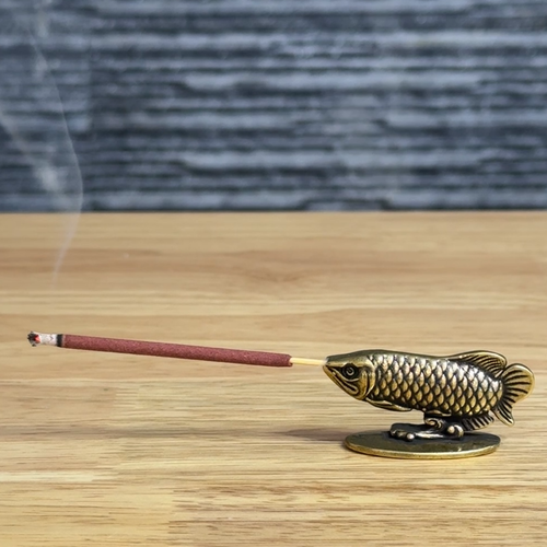 Vintage Brass Fish Incense Holder Retro Metal Figurine Aromatherapy Burner 2'' - Picture 2 of 4