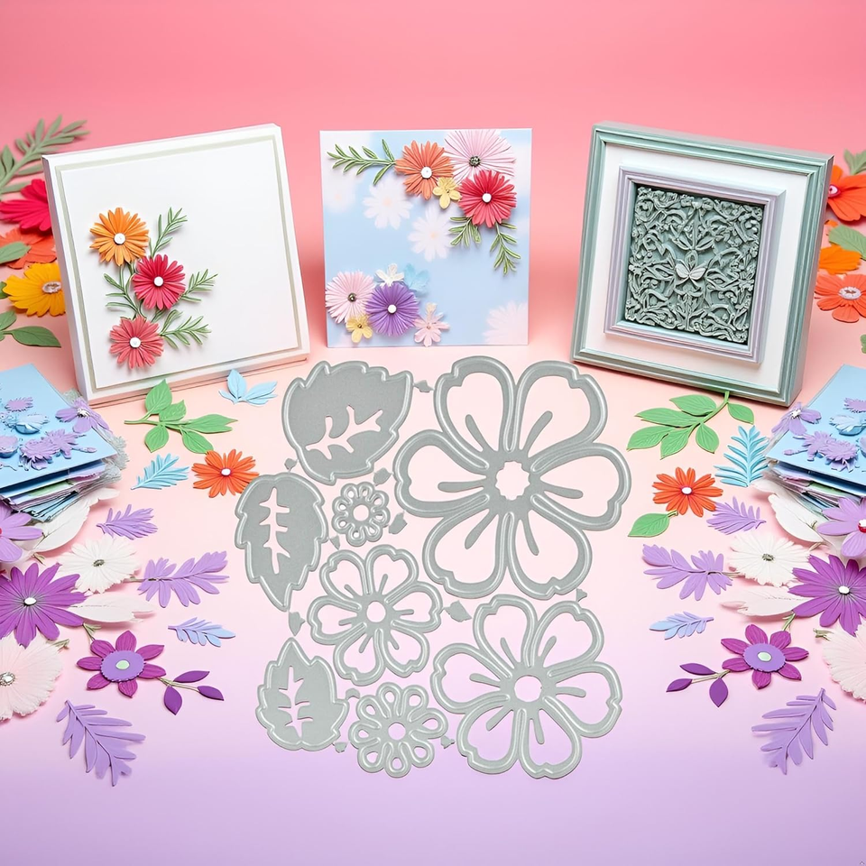 8 Pcs 3D Flower Metal Cutting Dies - Stencil Carbon Steel Die for ...