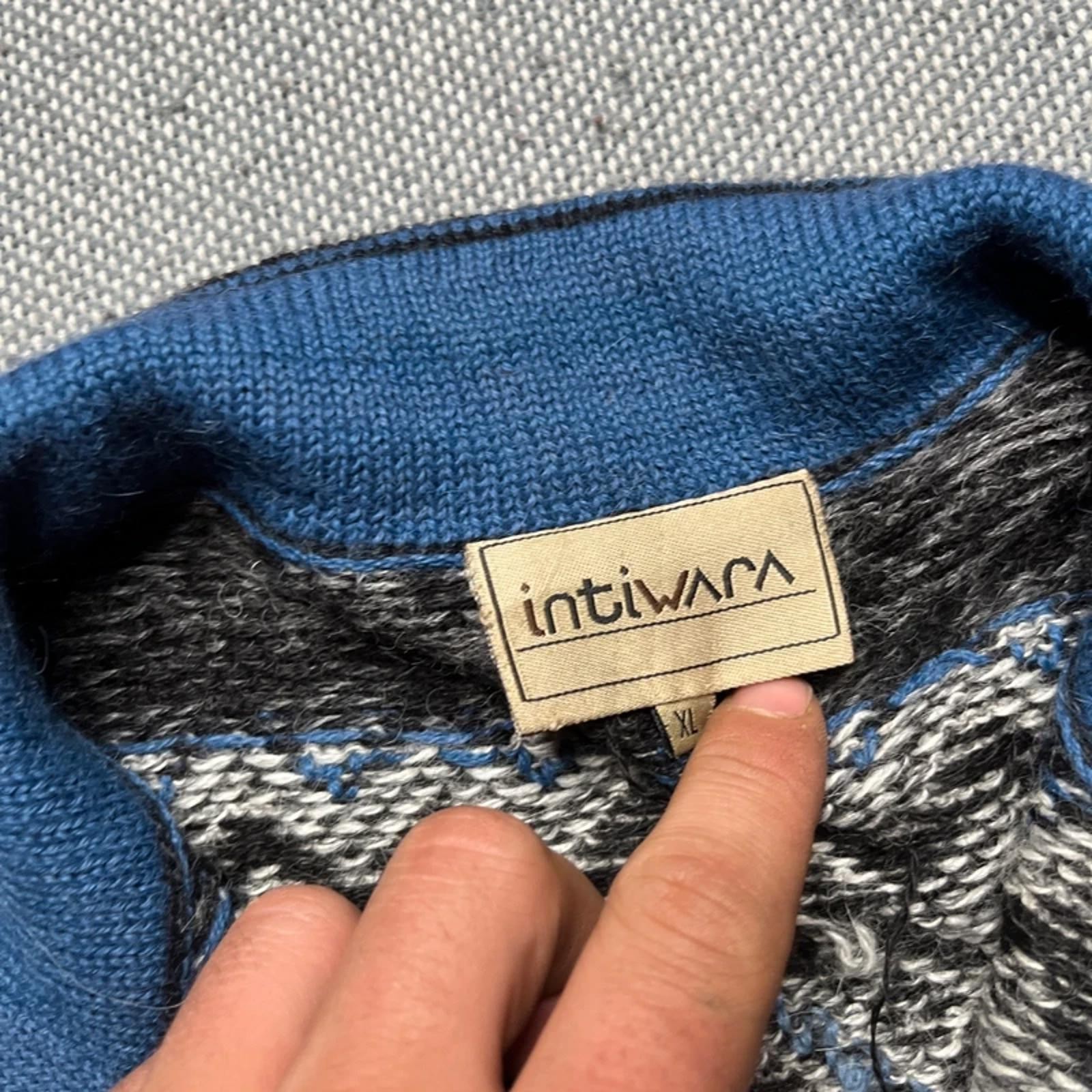 Vintage Intiwara Handmade 100% Alpaca Wool Knitted 1/4 Zip Jumper | XL image 4