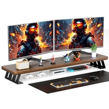 Dual Monitor Stand Riser 39 Inch Large Wood Stands for 2 Monitors, Desk Riser