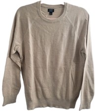 NWT J.Crew Men's 100 Cotton Textured Crewneck Sweater Beige Sz M Raglan Sleeve