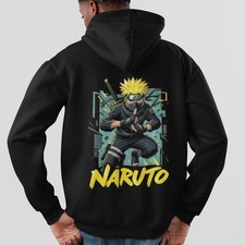 Naruto Anime Ninja Graphic Hoodie Jump Style Cool Streetwear Unisex Gift Black