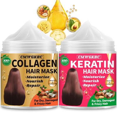 Collagen Hair Mask & Keratin Hair Mask for Damaged Hair,Keratin Hair Treatment,R