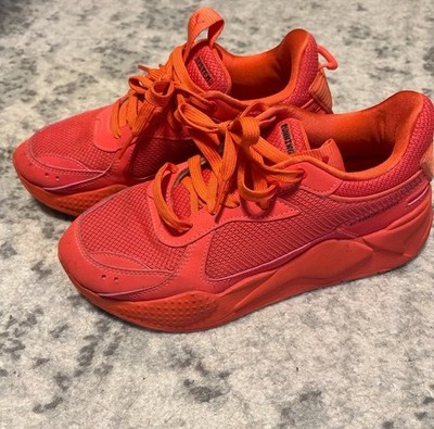 PUMA RS-X Running System Women's Orange/Red Mesh Lace-Up Sneakers US 7