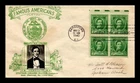 DR JIM STAMPS US COVER STEPHEN C FOSTER FAMOUS AMERICANS FDC BLOCK CROSBY PHOTO