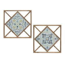 Melrose Framed Ornamental Wall Tile 14.25"SQ, Rustic, Metal