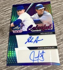Very rare Nolan Ryan Juan Gonzalez Dual Auto /7 Purple Colorful Combos + More!