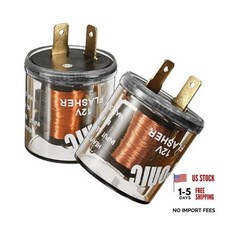 2 PCS Car 2 Pin Flasher, 12V Two Prong Round LED Flasher Relay Turn Signal
