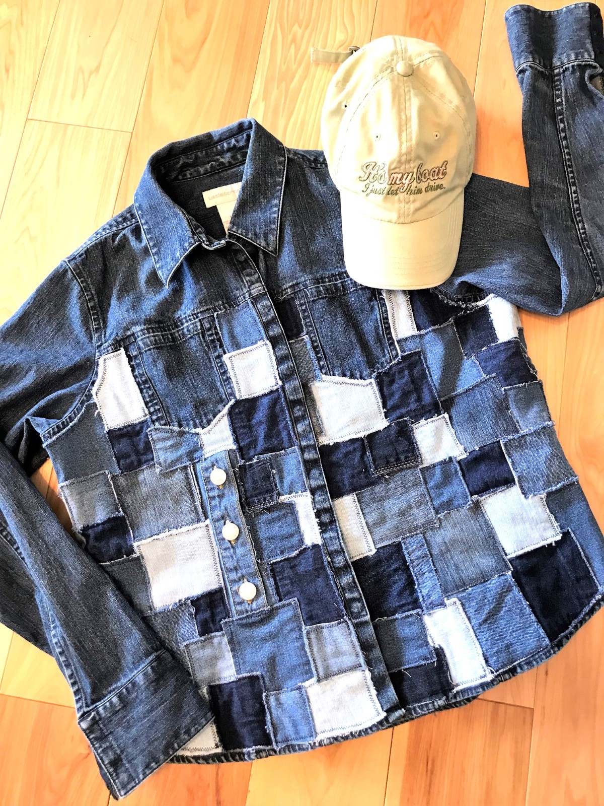 Upcycled Table Rock Lake Patchwork Jean Shirt Jac… - image 8