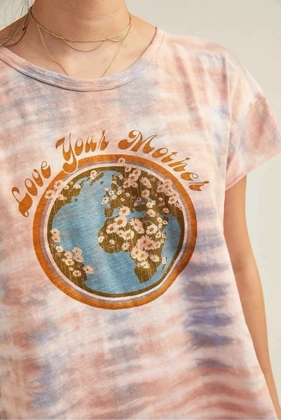 Anthropologie Harley & J FAB! Love Your Mother Earth Multi Tie Dye Cotton Tee S