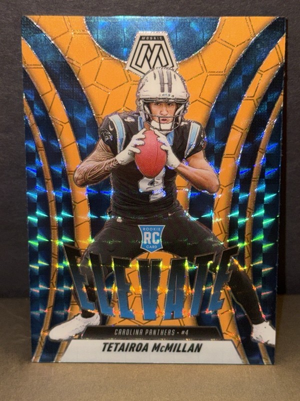 2025 Panini Mosaic Football. Tetairoa McMillan Rookie Elevate Blue Carolina