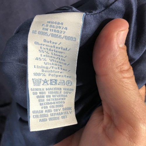 Boden Dress Womens 16L Navy Blue Linen Blend Short Sleeve Pockets Lined Classic - Picture 9 of 16