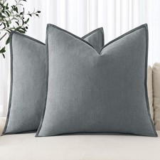 Decorative Linen Euro Sham Pillow Covers 26x26 Gray