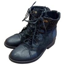 Mudd Girls Black Combat Style Boots with Zippers Size 5