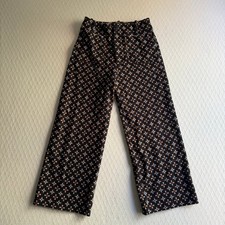 Maeve Anthropologie The Colette Wide Leg Pants Medallion Print Black Viscose 27