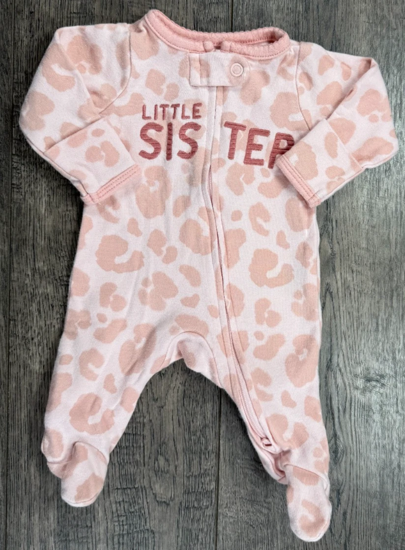 Baby Girl Clothes Child Mine Carter's Preemie Little Sister Print Footed Outfit
