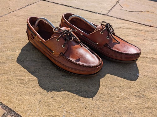 Sebago Schooner Waxy Leather Boat / Deck Shoes, Brown, RRP - £160 UK 10.5 EU 45