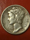 1944-D  Mercury SILVER Dime in VERY FINE  [VF] Condition  VERY COLLECTABLE   10c