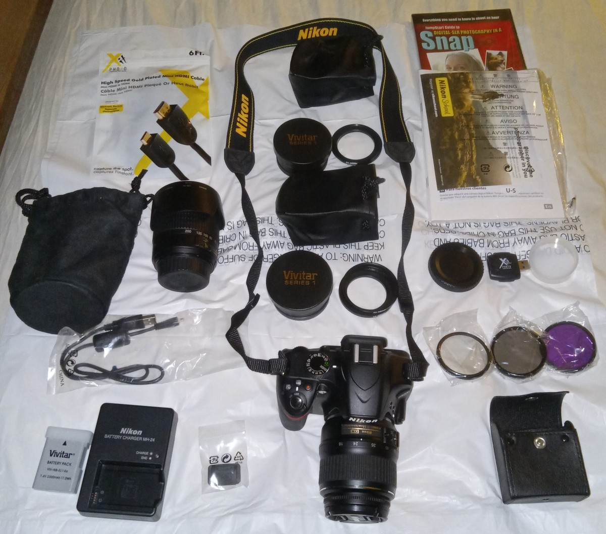 Nikon D3200 MP DX Digital SLR Camera Black, Extra Lenses Carrying 