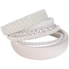 6 PCS White Faux Pearl Headband Wedding Bridal Beaded Hair Accessory Fashion