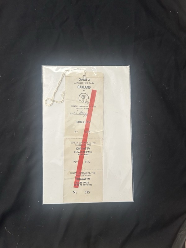 Marcus Allen Debut Media Pass 1982  LA Raiders Vs SF 49ers Media Pass