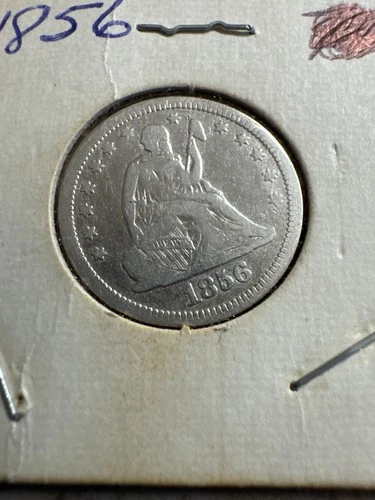 1856 25c Silver liberty seated quarter arrow and rays AU !!!