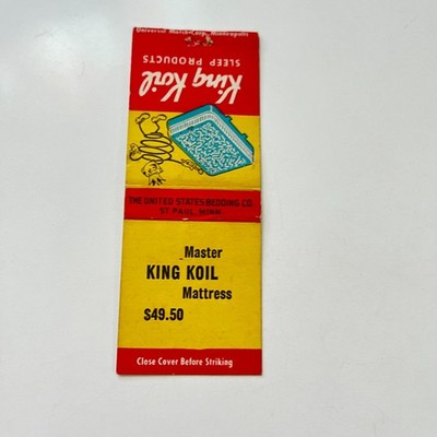 United States Bedding Co King Koil St Paul MN Vintage Matchbook Cover TMB93-4