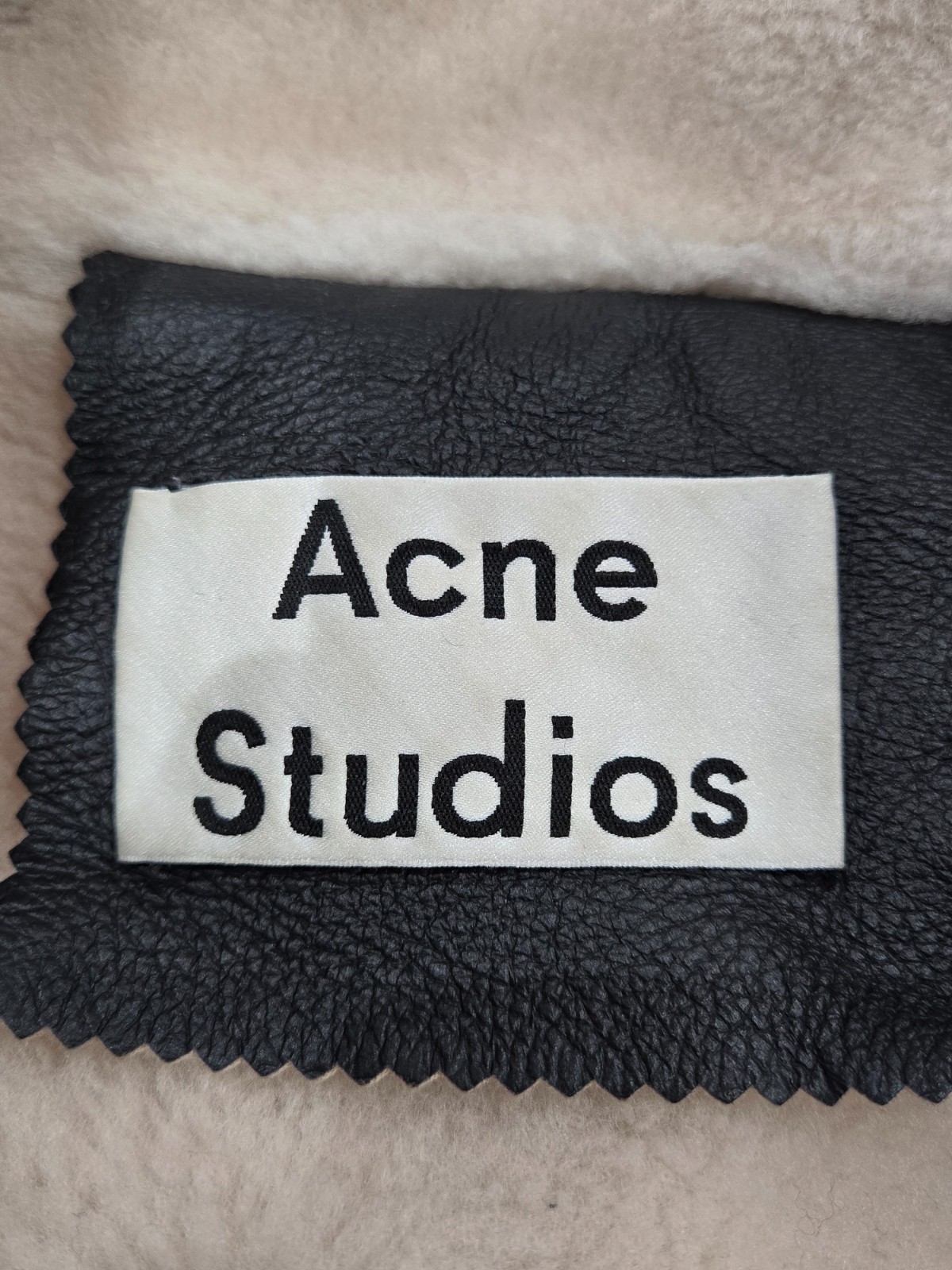Acne Studios Black Leather Shearling Buckle Jacket Model: Velocite image 3
