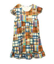 New Boutique Girls Fall Patchwork Dress Size 6 Plaid Short Sleeve Pullover