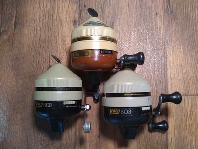 Lot of 3 Vintage Zebco 808 Spincast Fishing Reels Made in USA 