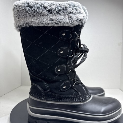#ad Khombu Women’s Size 7 North Star Black Winter Boots Suede With Faux Fur Lace Up $59.00