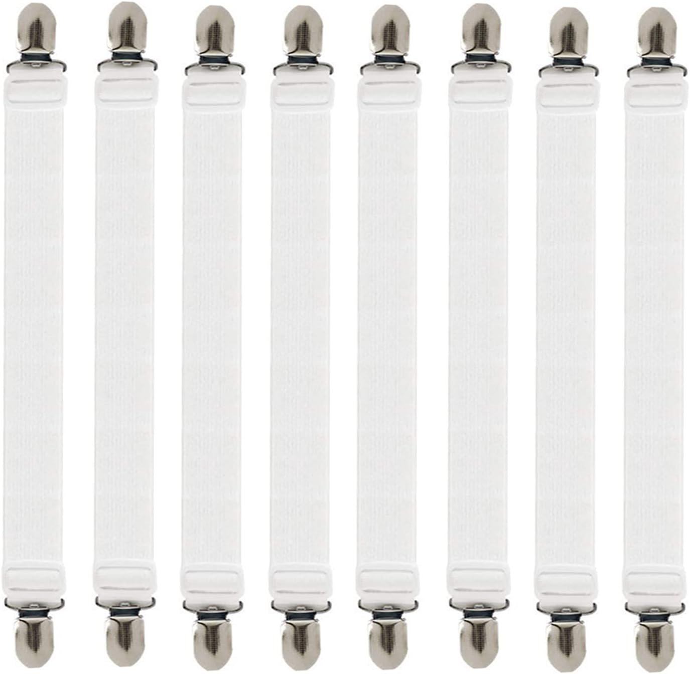 Bed Sheet Fasteners 8Pcs Adjustable Bed Sheet Straps, White Elastic Sheet Clips