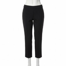 Quince Ponte Ankle Pants Women S Petite Black Pintuck Side Zip Slit Hem Workwear
