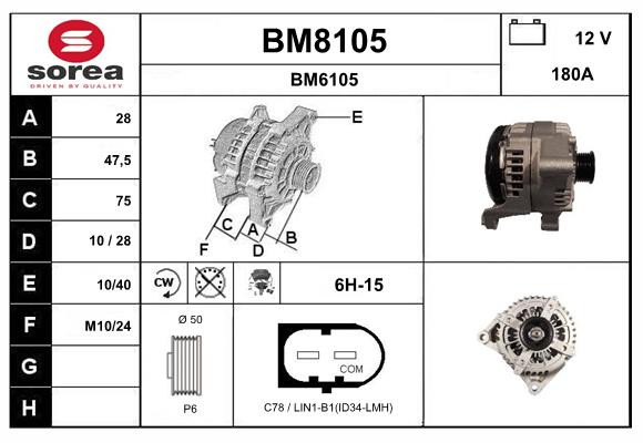Alternateur SNRA BM8105 pour entretien et réparation électrique de BMW X1