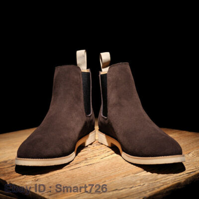 Men Suede Leather High Top Ankle Boots Pull on Shoes British  display picture 3