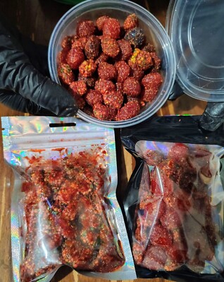 8ozGummies MIX coated w Chamoy and Tasty Blend Of sweet, mild Chili Spice Powder