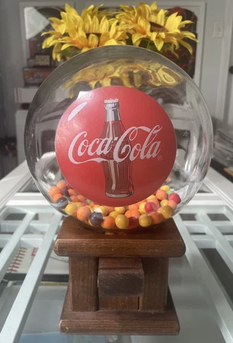 Vintage Advertisement Wooden Peanut 🥜 Dispenser Glass Jar ‘COCA-COLA’ Globe