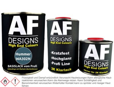 Autolack für Hummer WA302N Bluestone Metallic 1,25L Klarlack Set