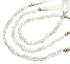 Natural Gemstone White Topaz 6.5MM Size Faceted Onion Shape Briolette Beads 11"