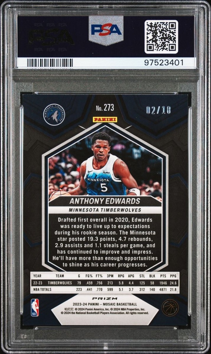 2023-24 Panini Mosaic Anthony Edwards #273 City Edition Pink Swirl