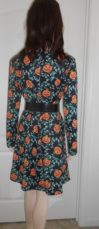 Ouges Halloween Scary Pumpkin Trapeze Knit Dress … - image 5