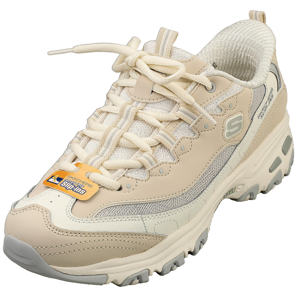 Skechers Slip-ins Dlites Smooth Womens Fashion Sneakers in Natural Grey  10 US