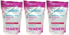  3  AQUATION RENEW EPSOM SALT SOAK WHITE TEA  JUNIPER w/ Shea  Aloe 3 Lbs Ea
